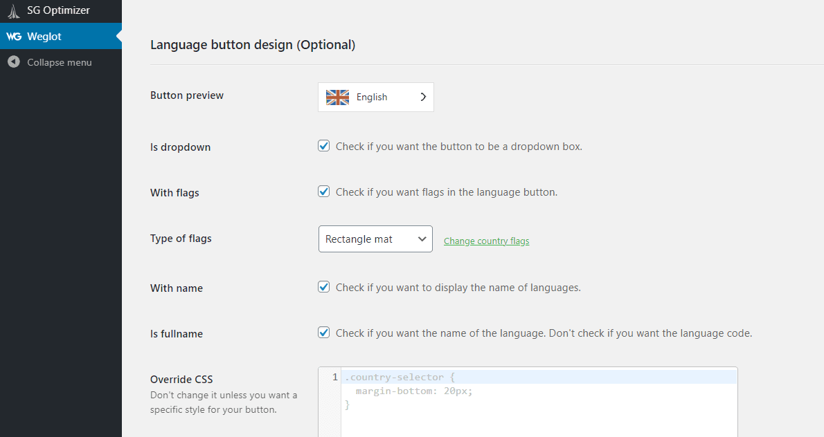 Modifying Weglot language switcher's design
