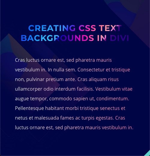 css text backgrounds in divi