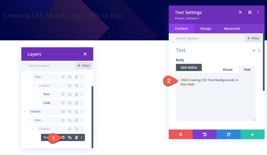 css text backgrounds in divi