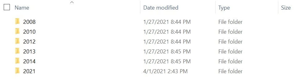 Media uploads organized into dated folders in the WordPress file system.