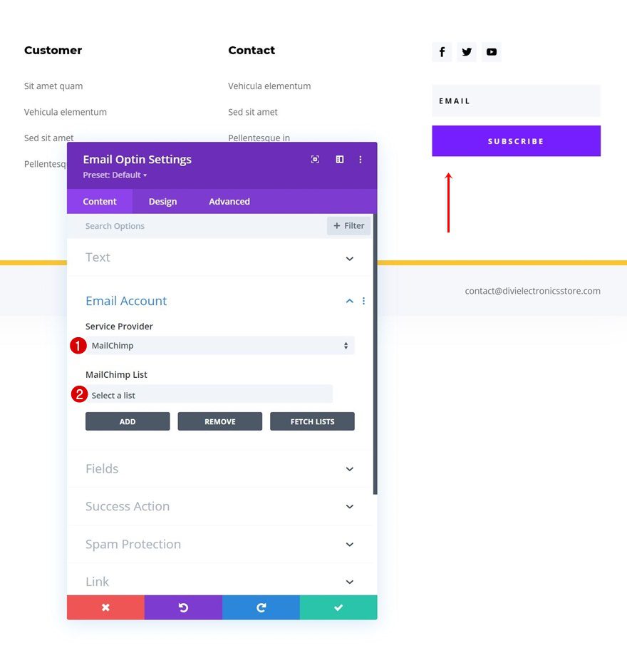 electronics store header footer