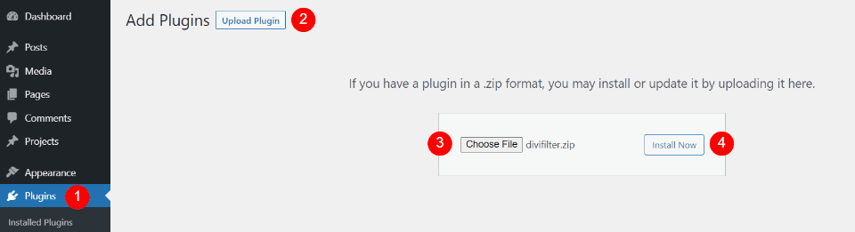 Installing Divi Filter