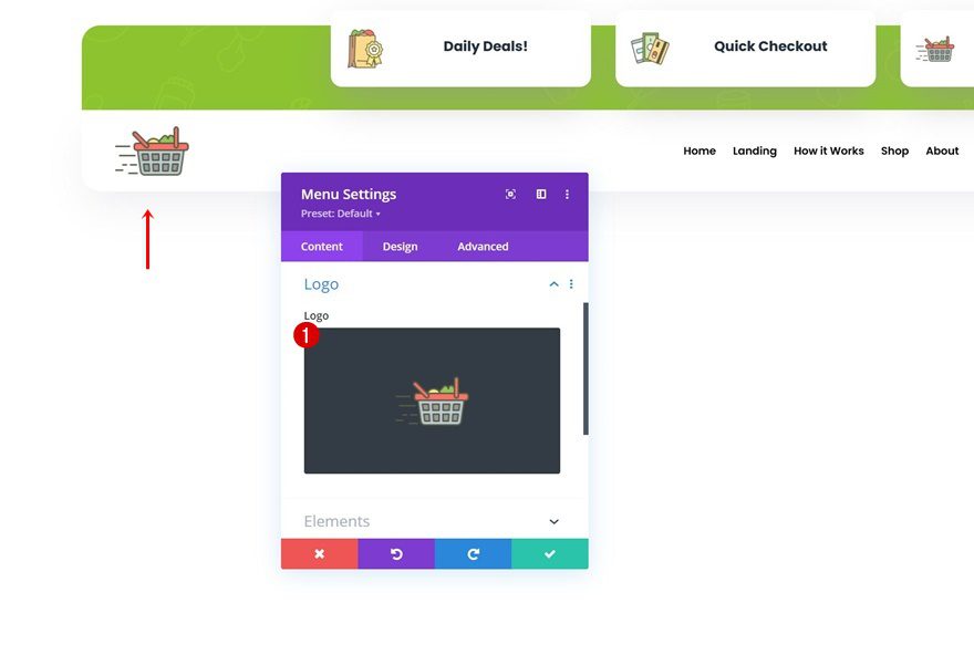 grocery delivery header footer