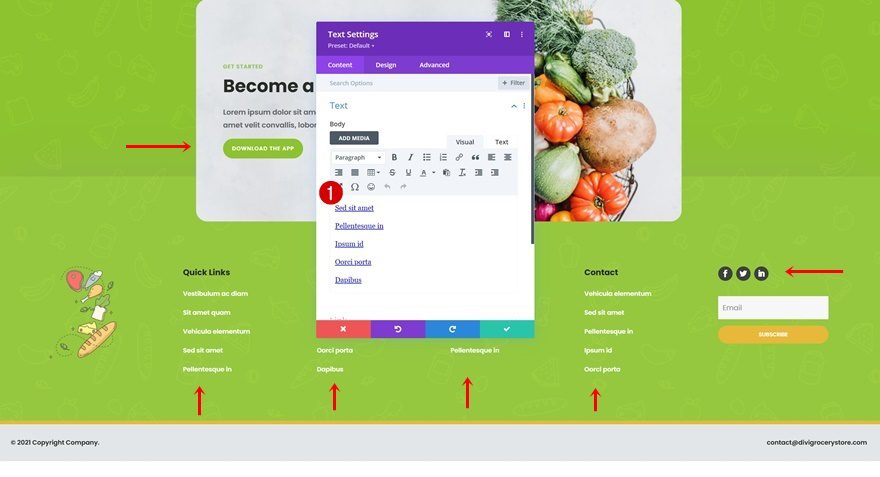 grocery delivery header footer