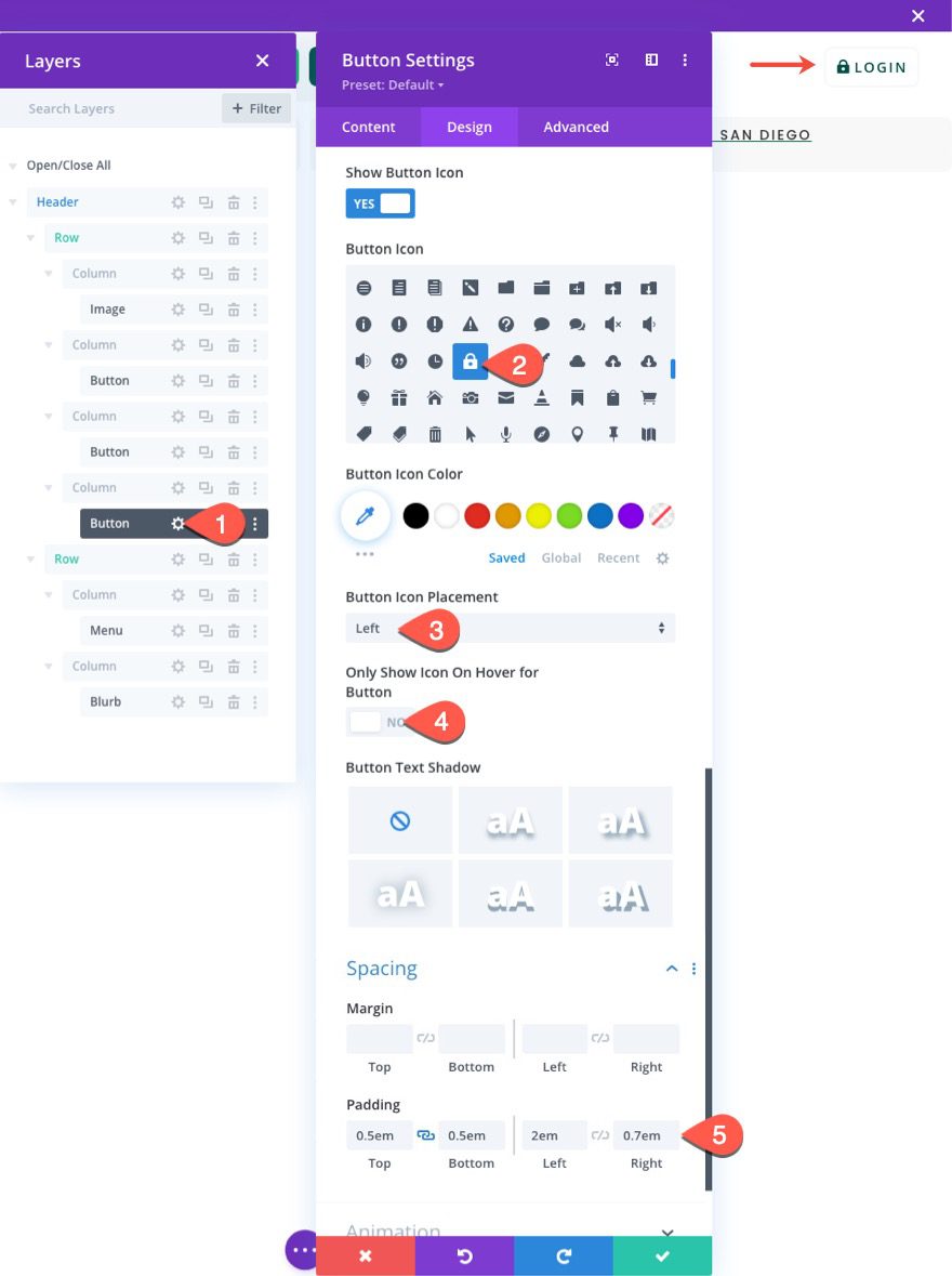 divi popup login form with login/logout buttons