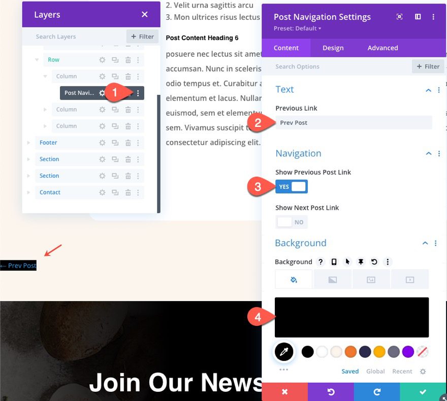 divi sticky post navigation bar