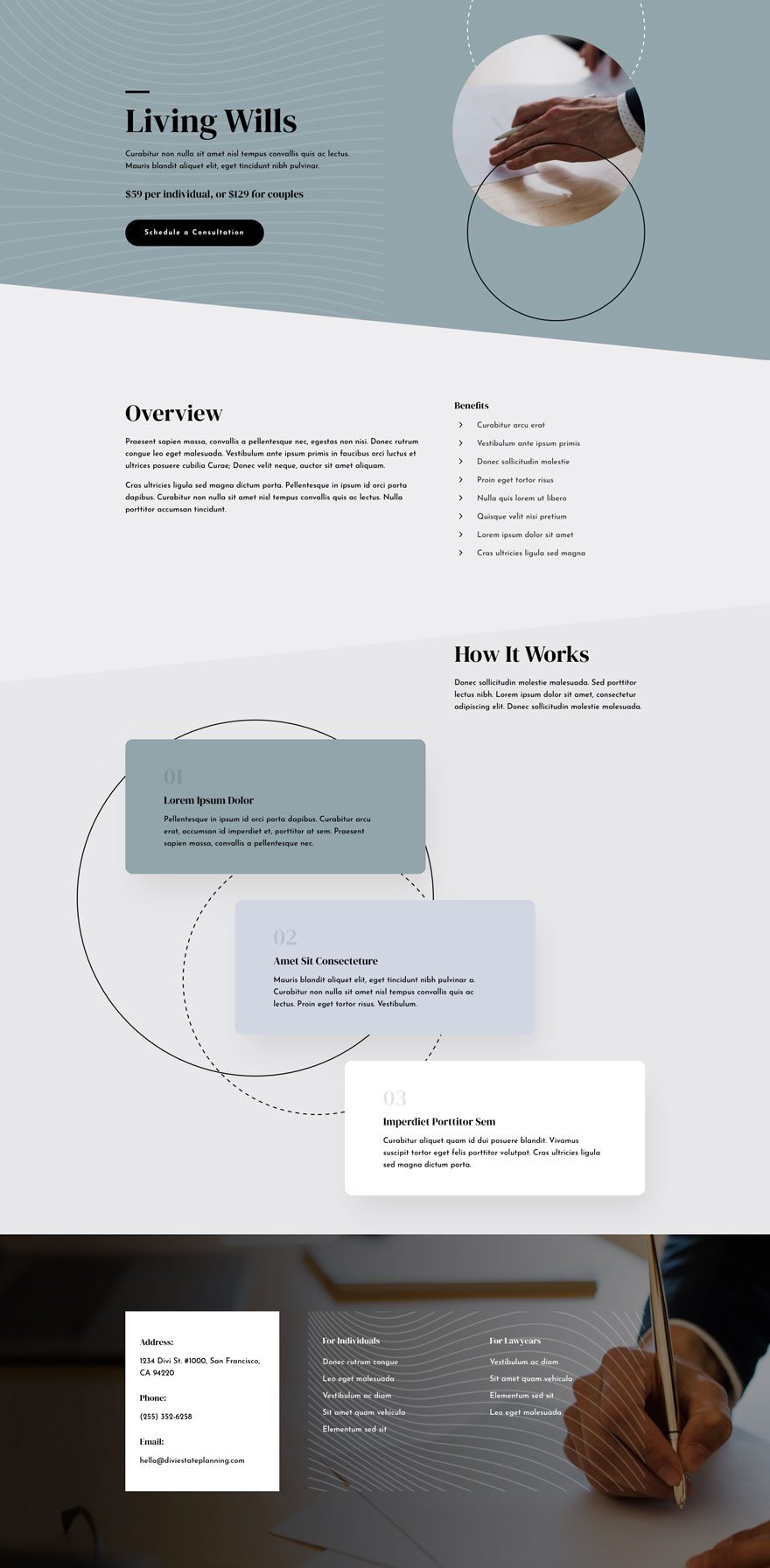 divi estate planning layout pack