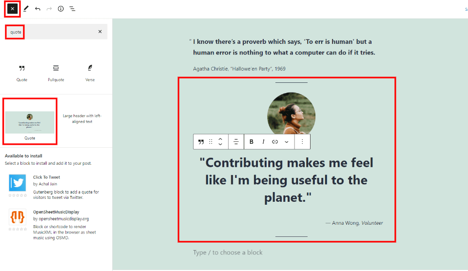 How to Add the Quote Block to your Post or Page