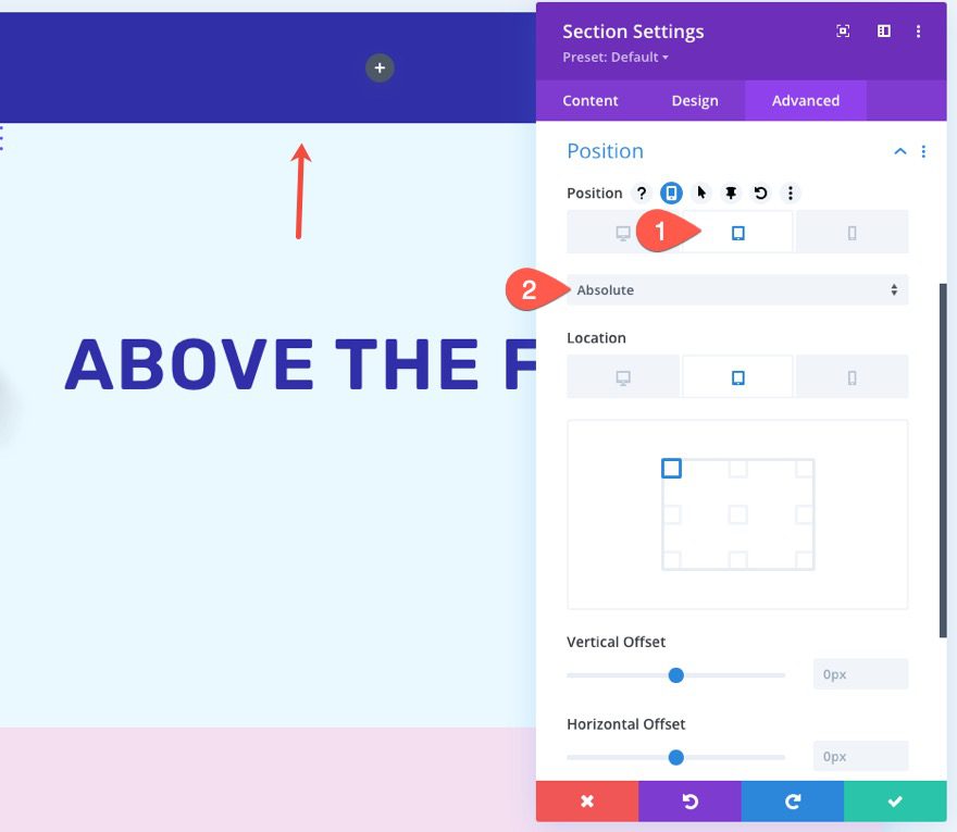 divi sticky navigation bar from bottom to top