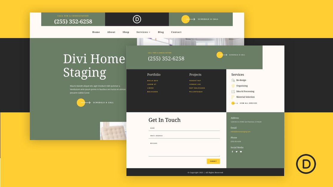 Download a FREE Header and Footer Template for Divi’s Staging Home Layout Pack