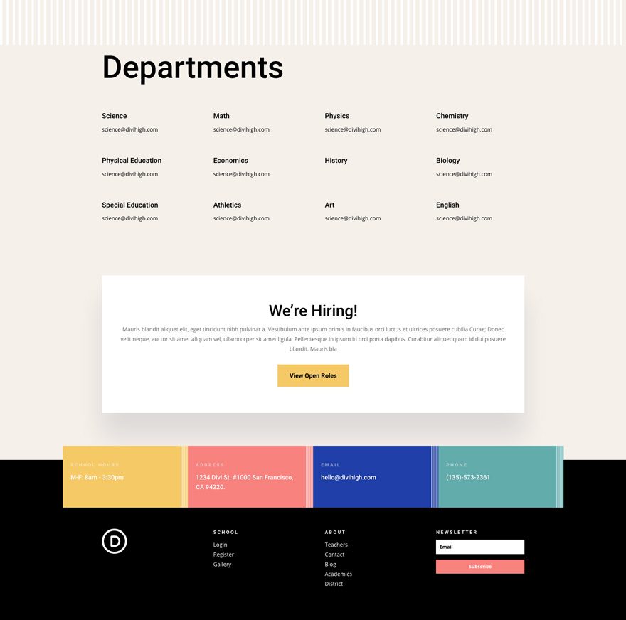 divi high school layout pack