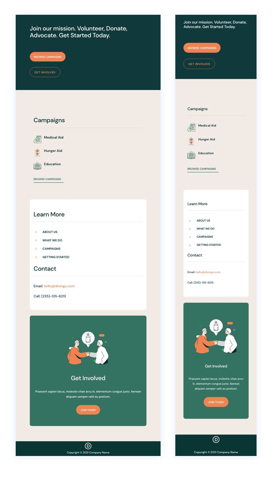 divi-NGO-header-footer-template