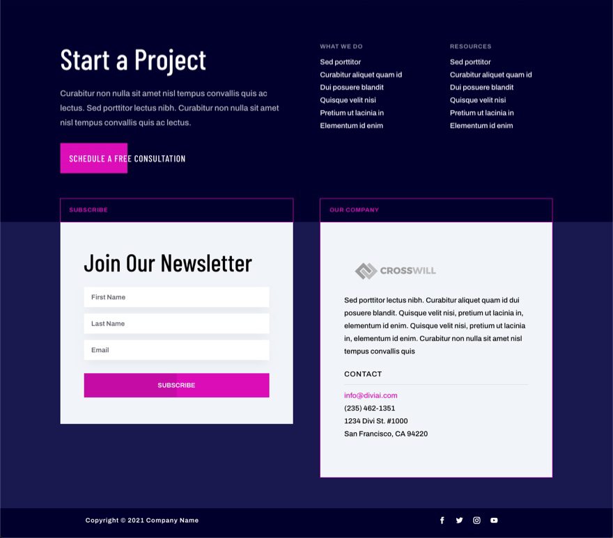divi artificial intelligence header footer template