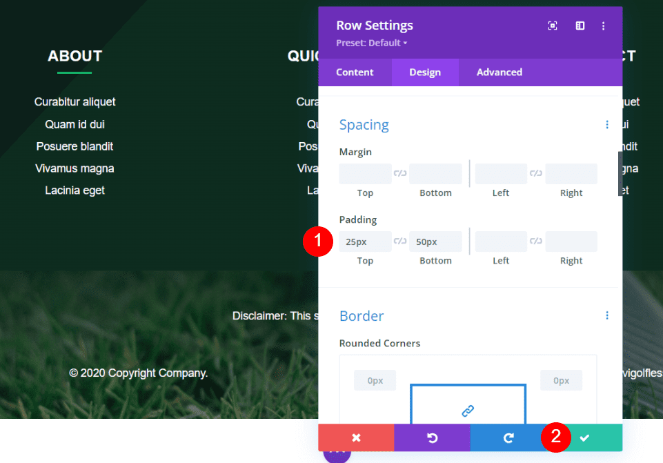 Add an Animated Disclaimer to the Divi Footer