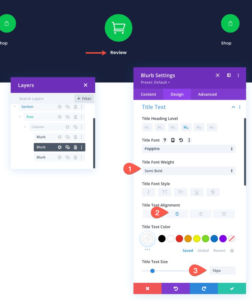 checkout process navigation menu in Divi