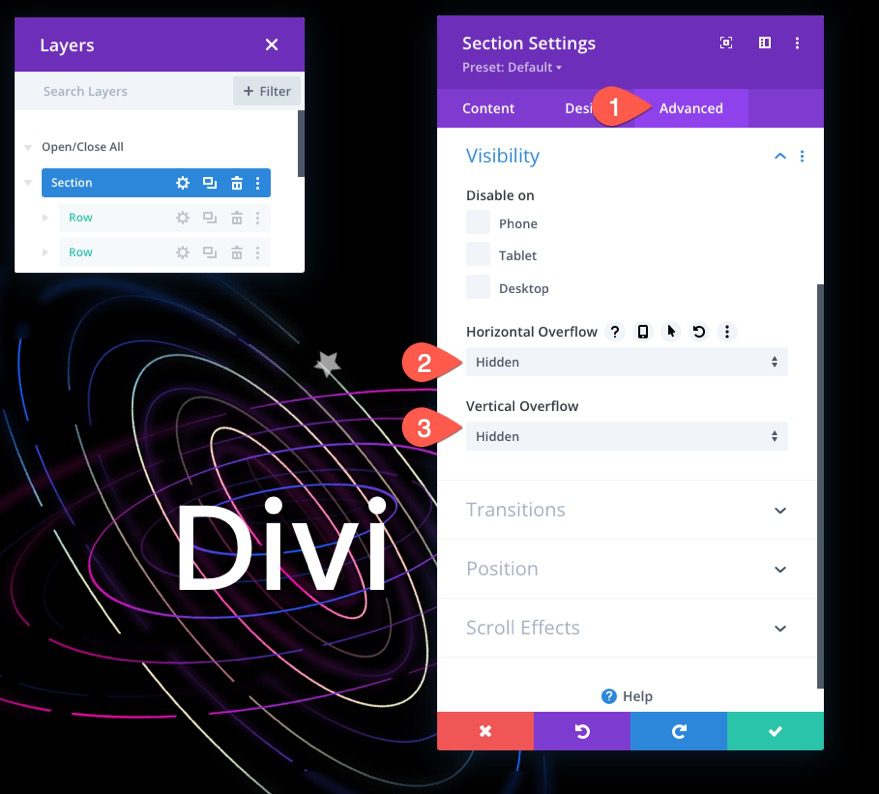 divi scroll animated icons section background