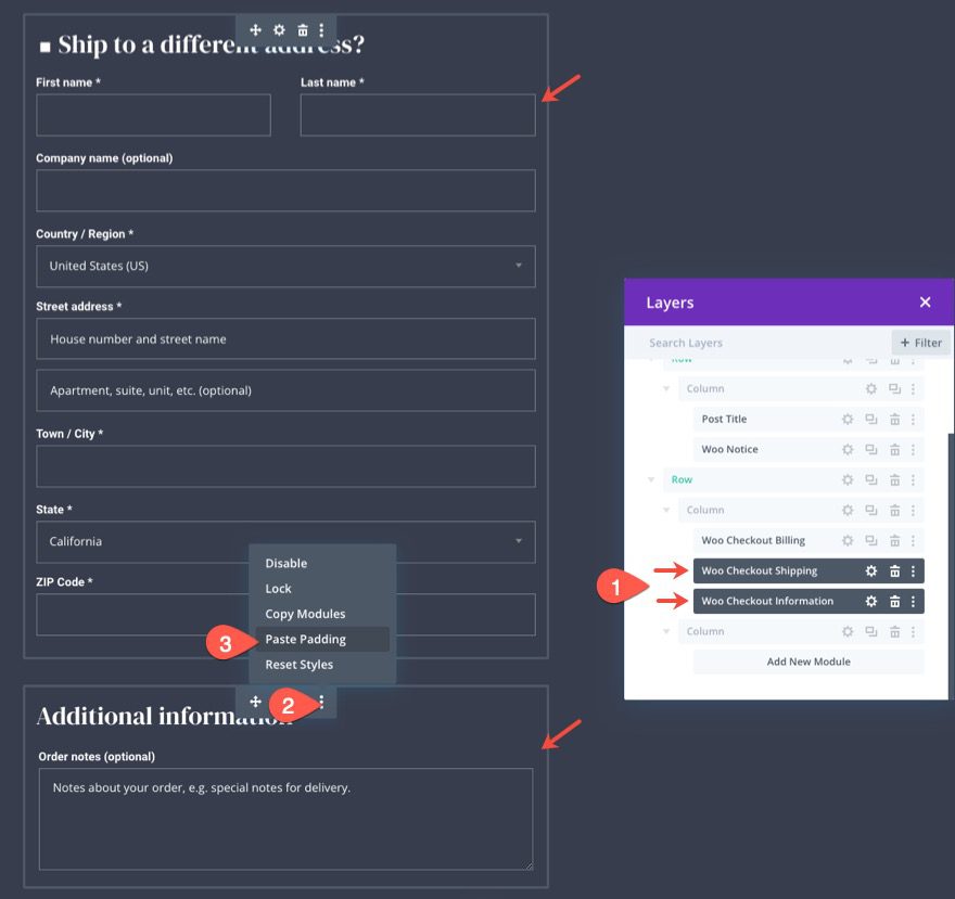woocommerce checkout page template for Divi