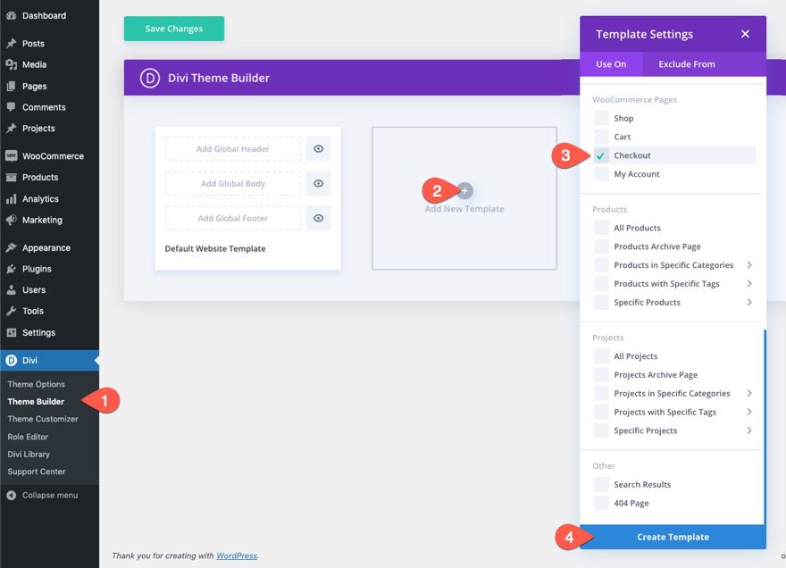 woocommerce checkout page template for Divi