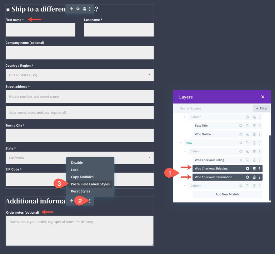 woocommerce checkout page template for Divi