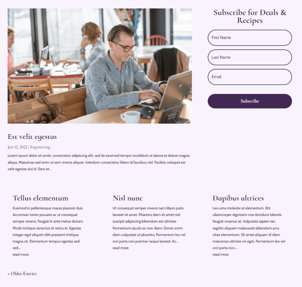 Excerpt, Read More Button & Pagination