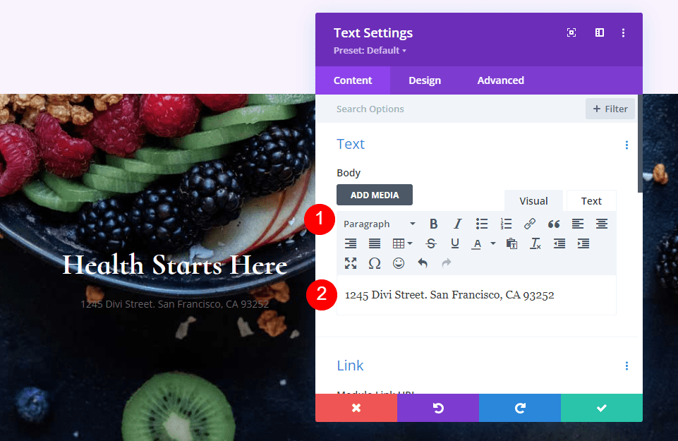Style the Address Text Module
