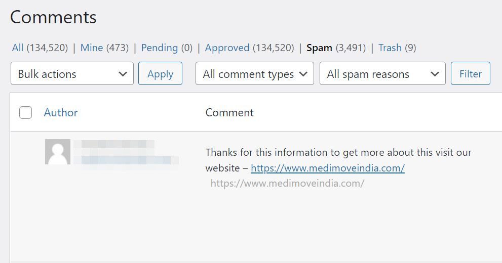 Comment spam is an example of black hat SEO. 