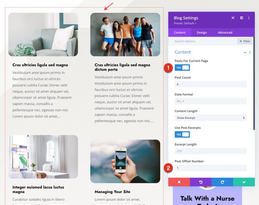 divi nursing home category page template