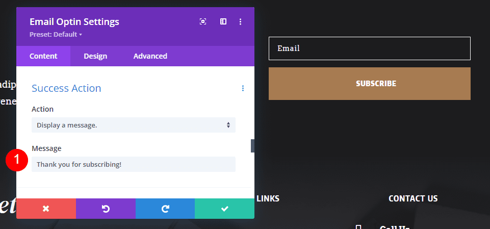 Add a Custom Divi Success Message
