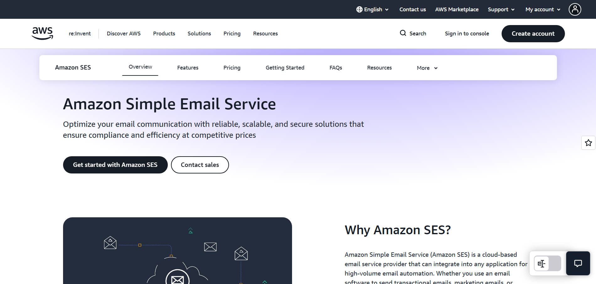 Amazon SES Homepage - Jan 2026