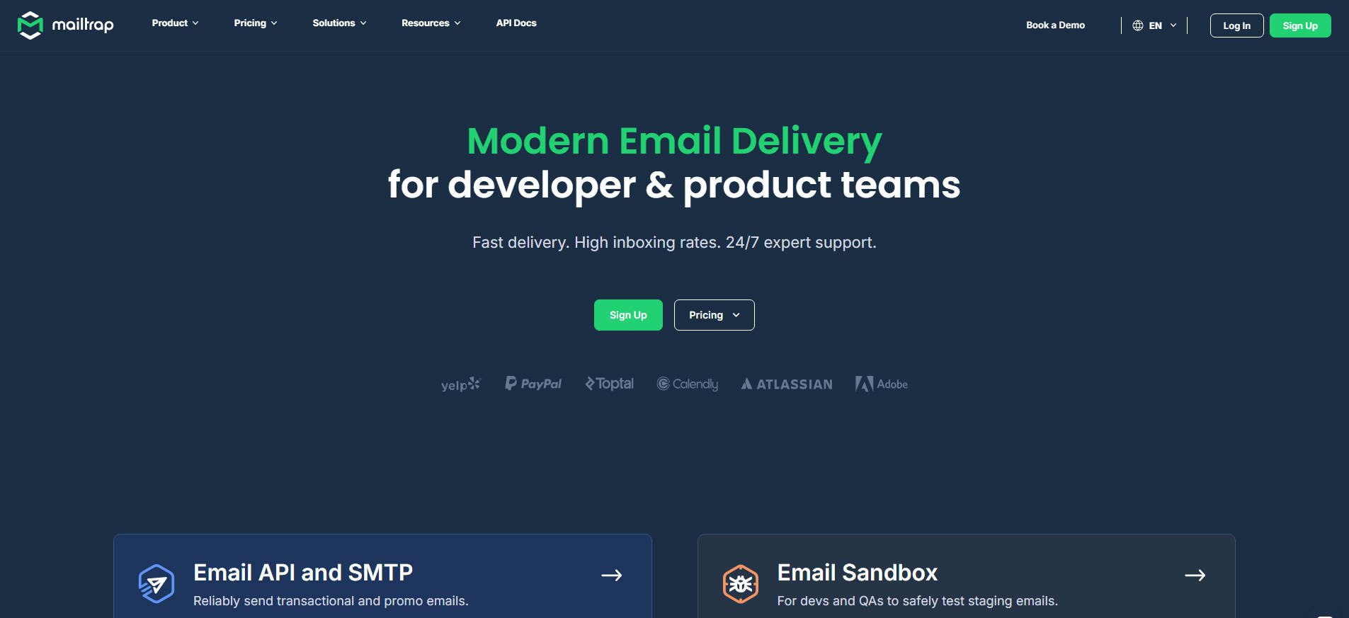 Mailtrap Homepage - Jan 2026