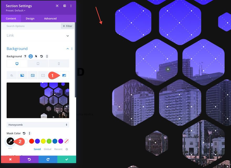 divi background masks and patterns hero section