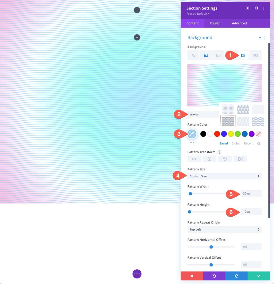 divi background design with two layers of gradients masks and patterns