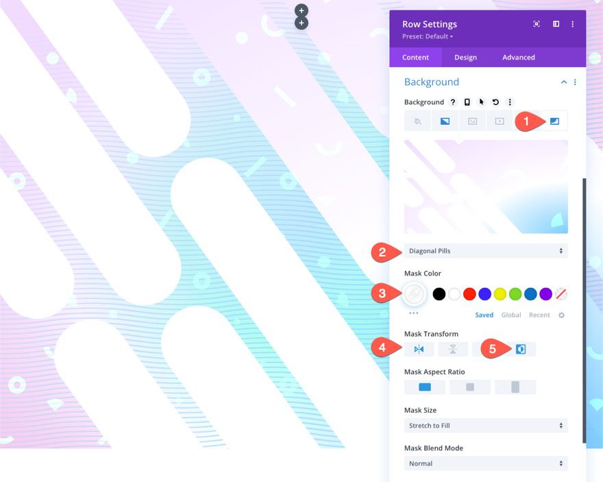 divi background design with two layers of gradients masks and patterns