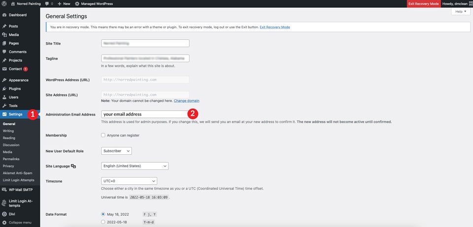 recovery email address