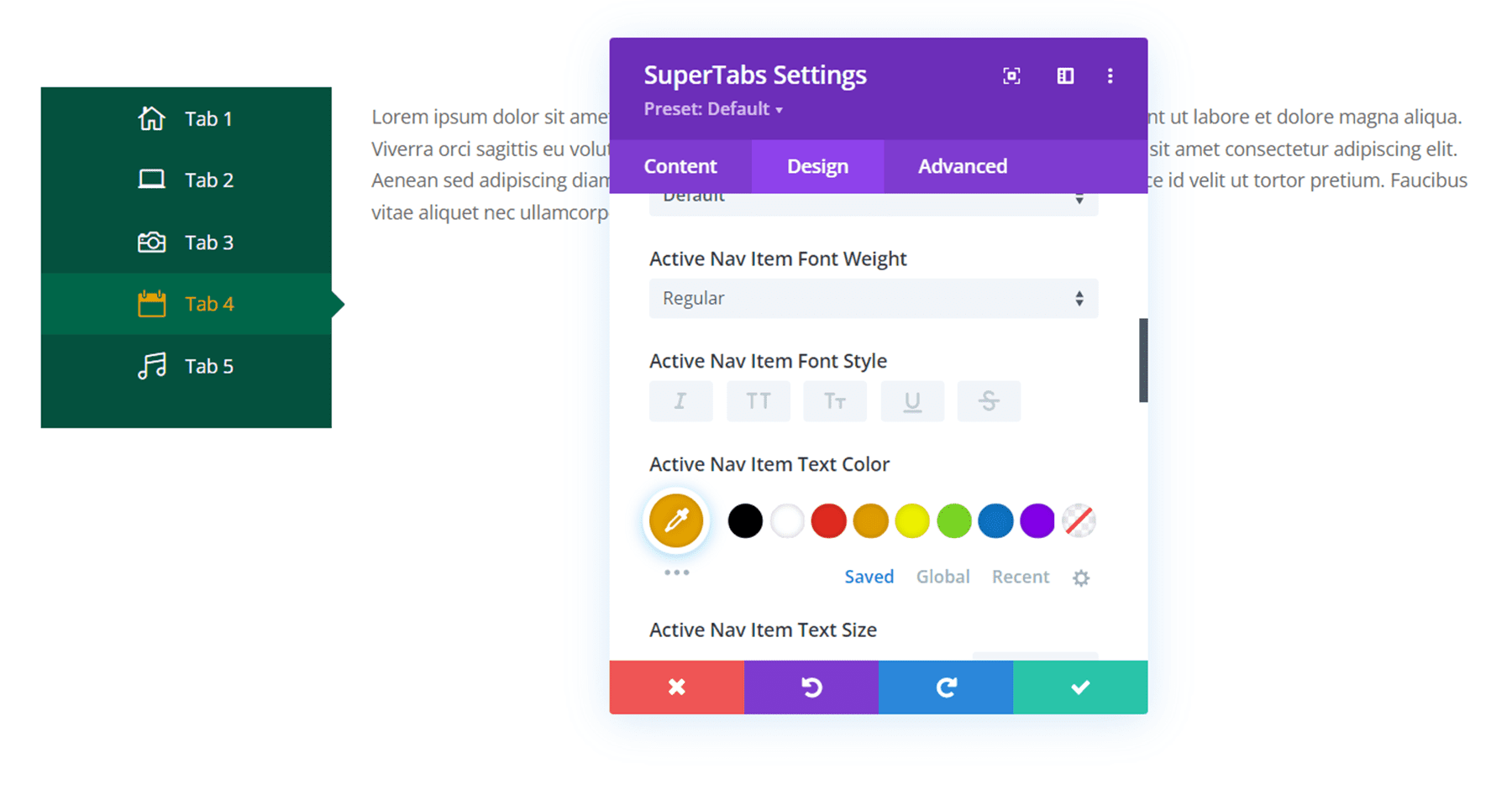 Divi Plugin Highlight Divi SuperTabs Active Nav Text Color