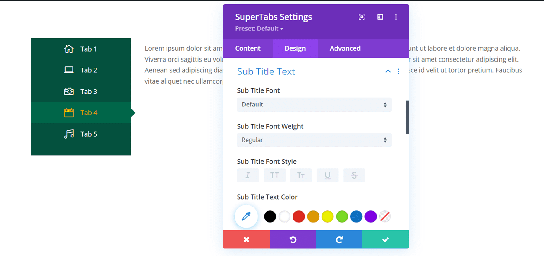 Divi Plugin Highlight Divi SuperTabs Subtitle Text