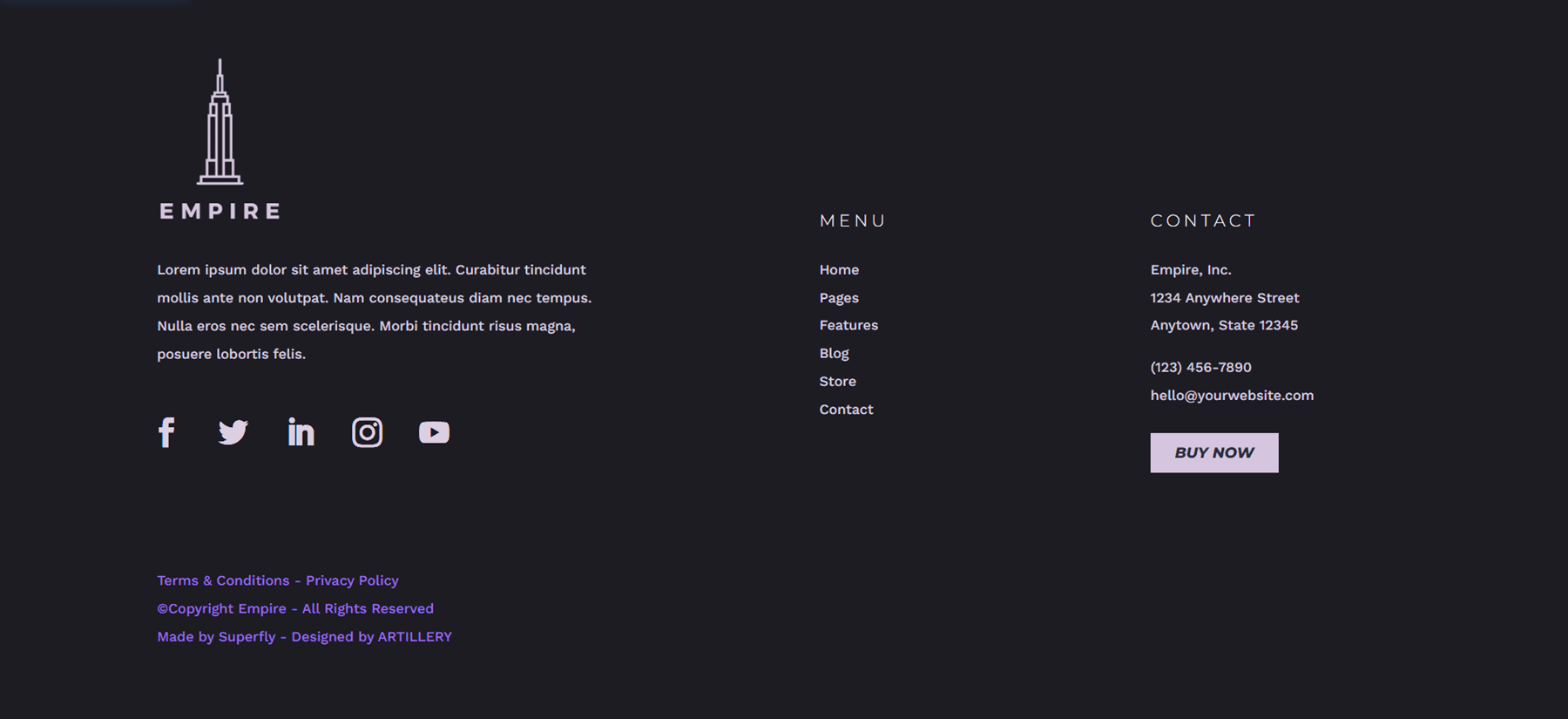 Empire Divi Child Theme Footer