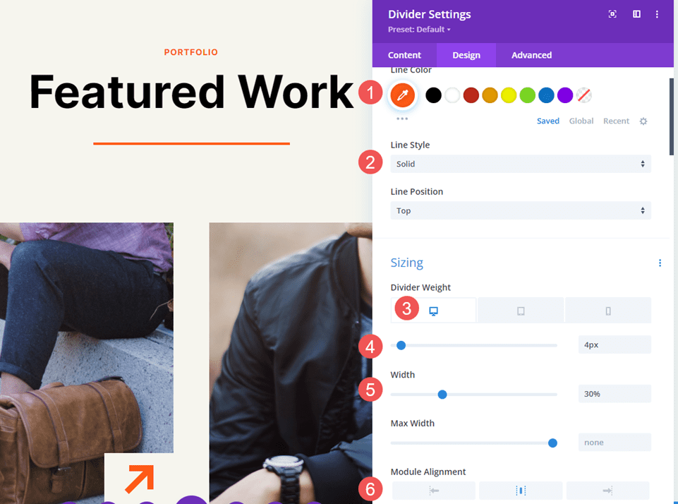 Divider Module Line Style Example One