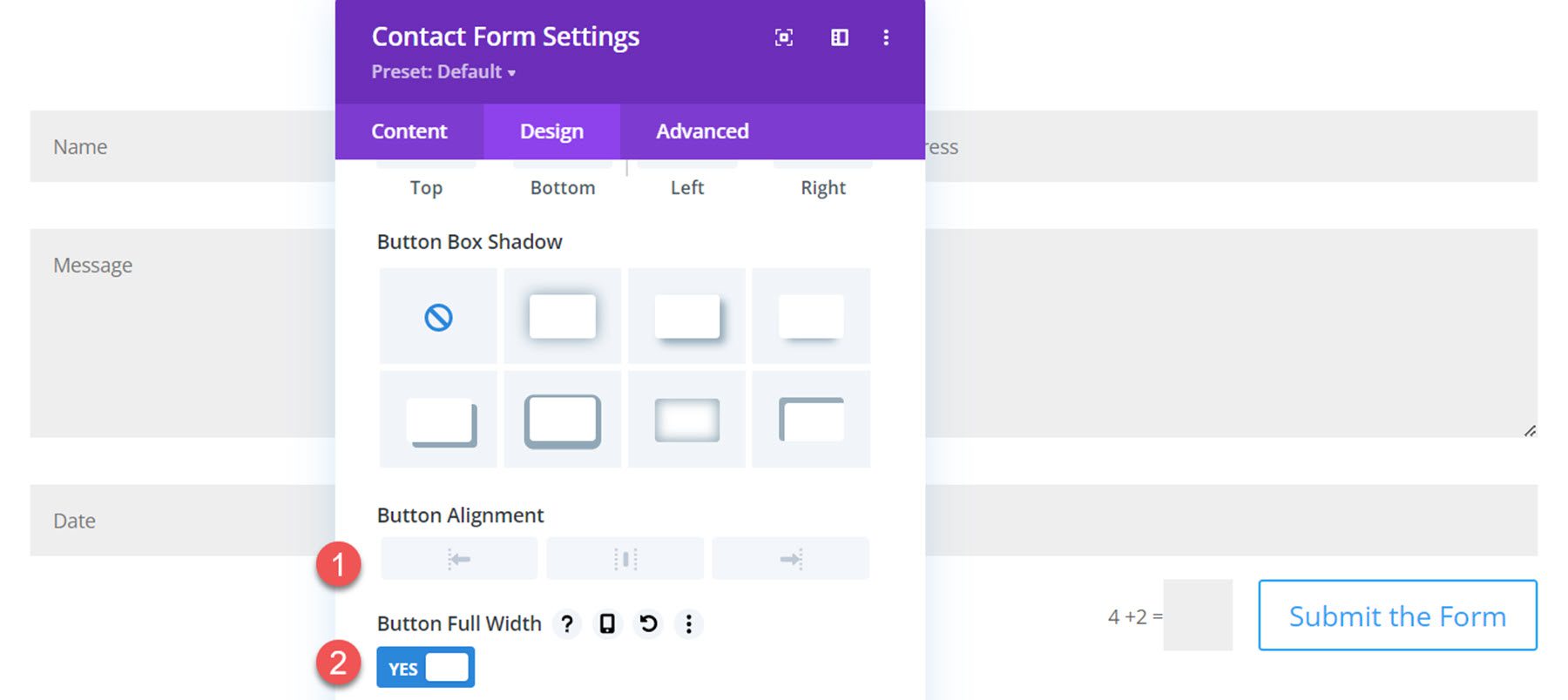 Divi Plugin Highlight Divi Contact Form Helper Button Alignment Full Width