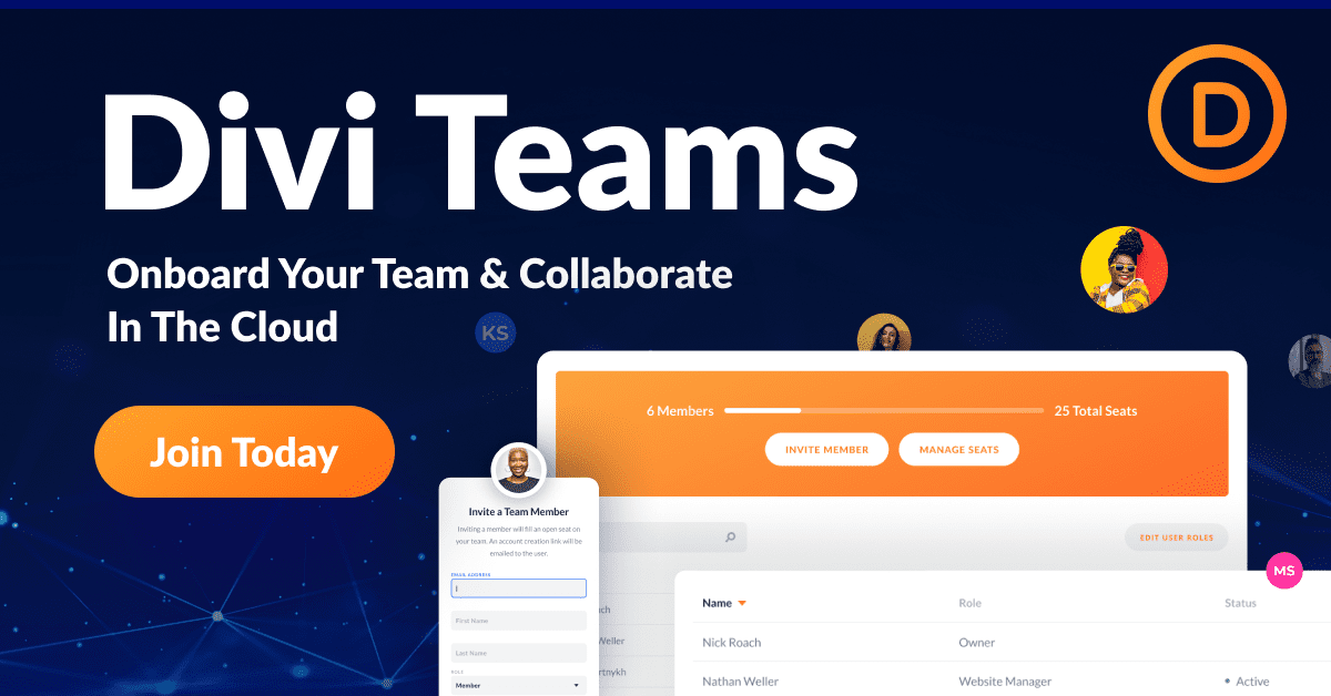 Introducing Divi Teams! Invite Your Team And Give Them Access To Your Divi Services.
