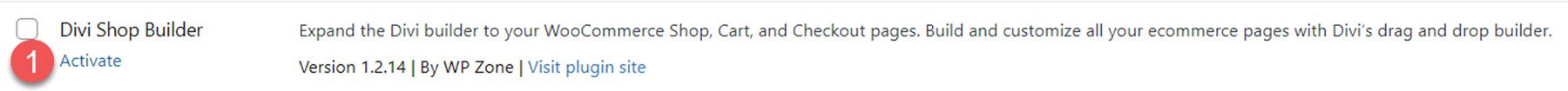 Divi Plugin Highlight Divi Shop Builder Activate