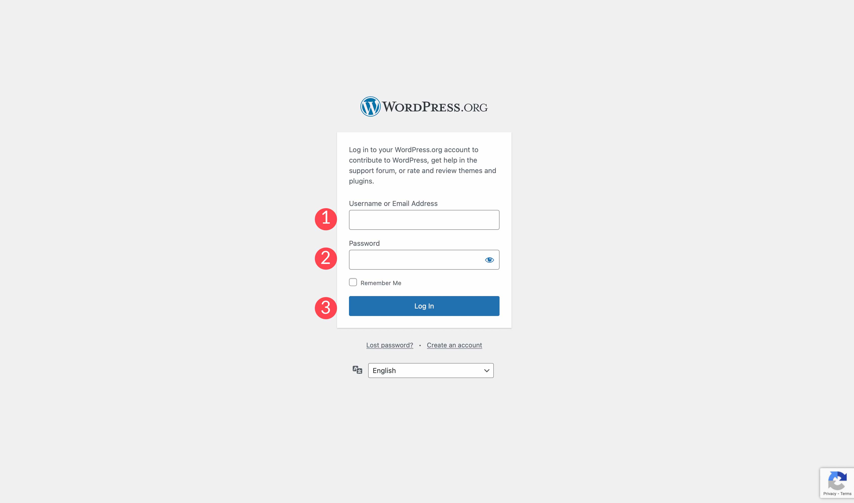 login to WordPress.org