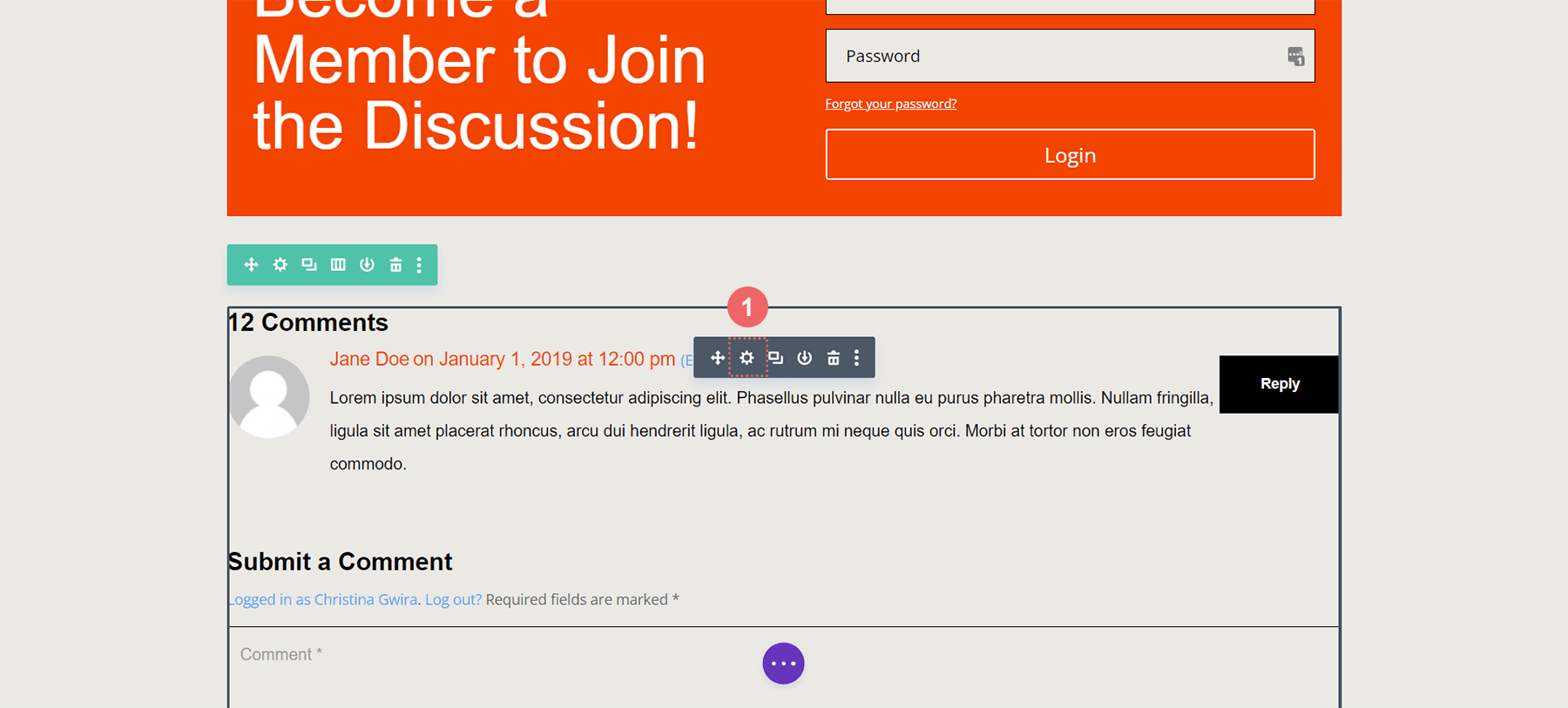 Copying the button settings from the comment module