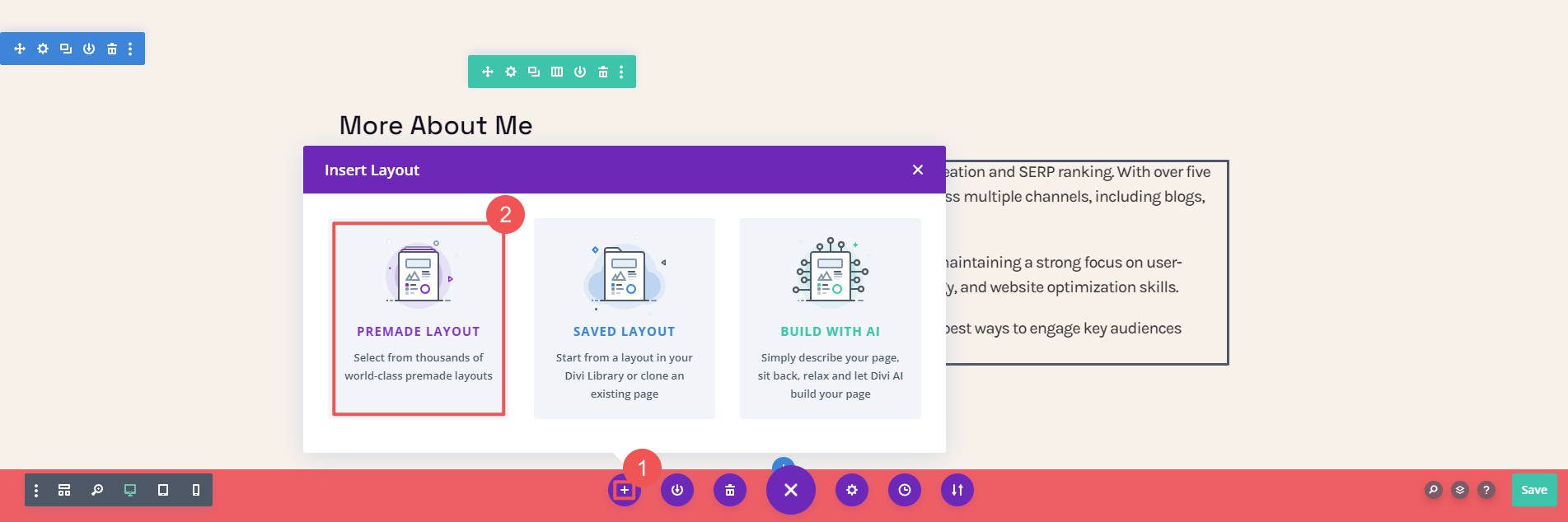 Duplicate a Page Design with Divi - Steps 1-2