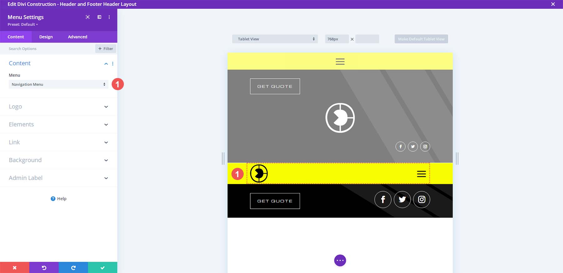 Select the menu for smaller devices