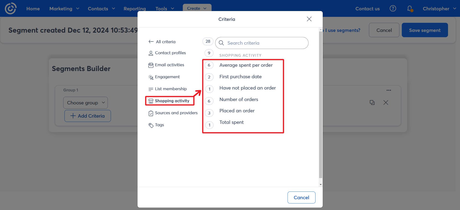 Prebuilt eCommerce Segments in Constant Contact