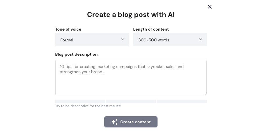 Hostinger AI Writer for Blogs
