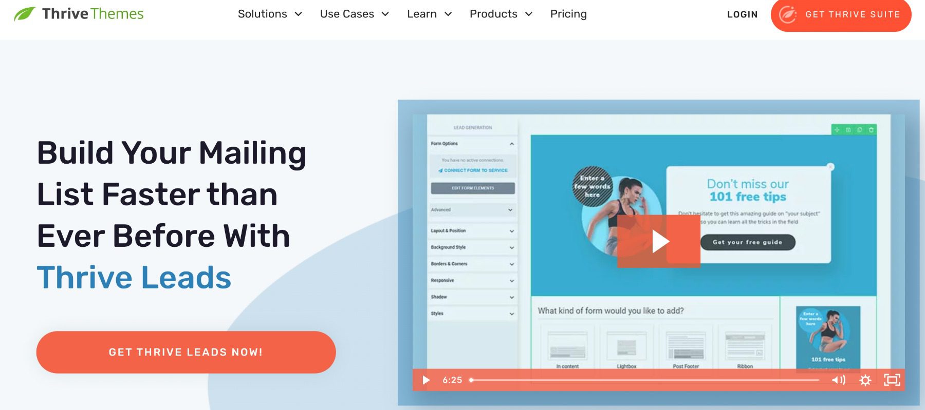 The Thrive Leads plugin website.