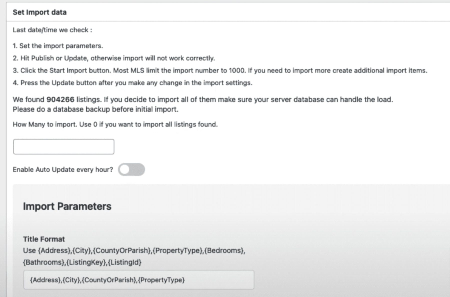 Configuring the MLS Import plugin