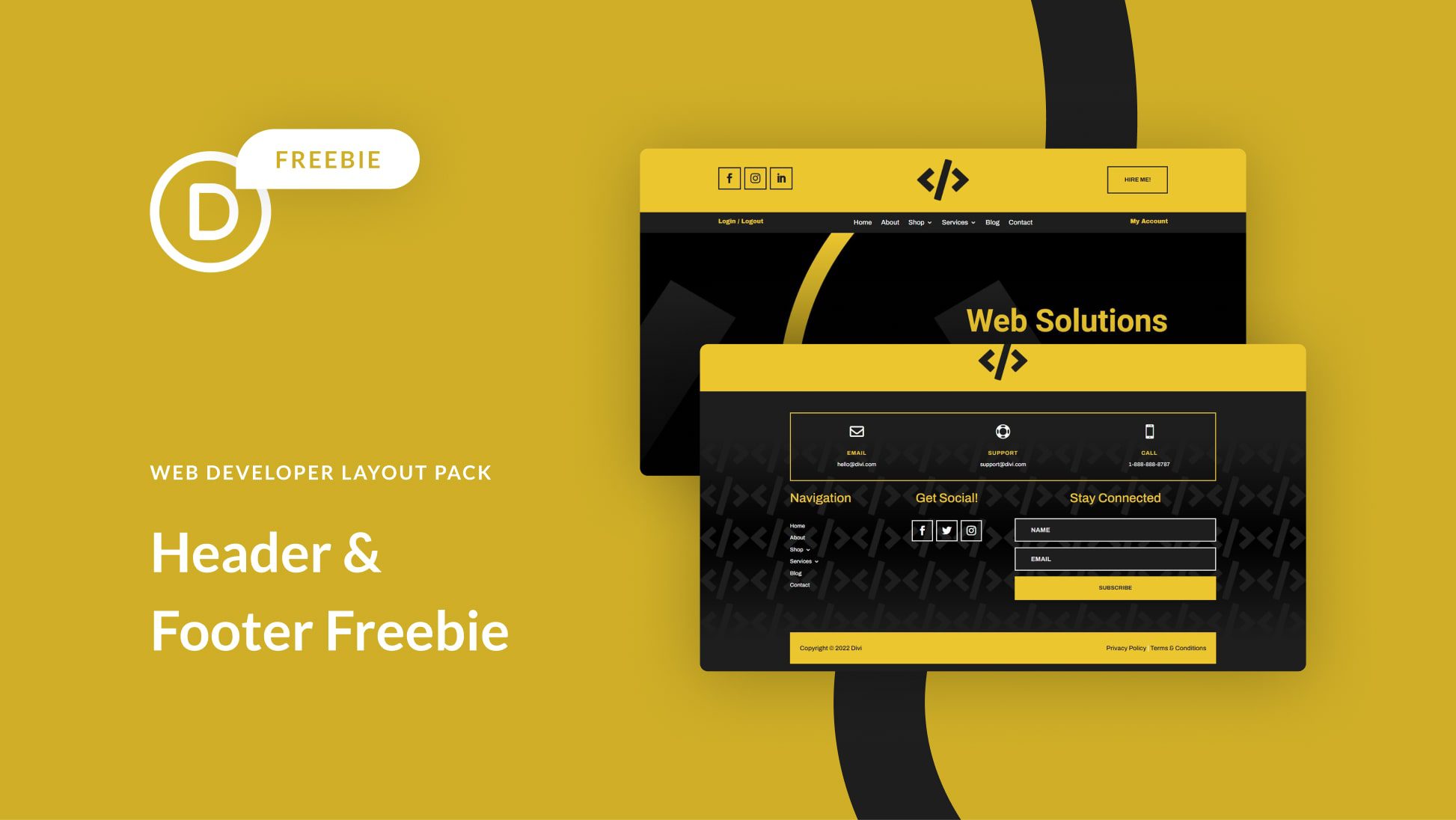 Download a FREE Header & Footer for Divi’s Web Developer Layout Pack